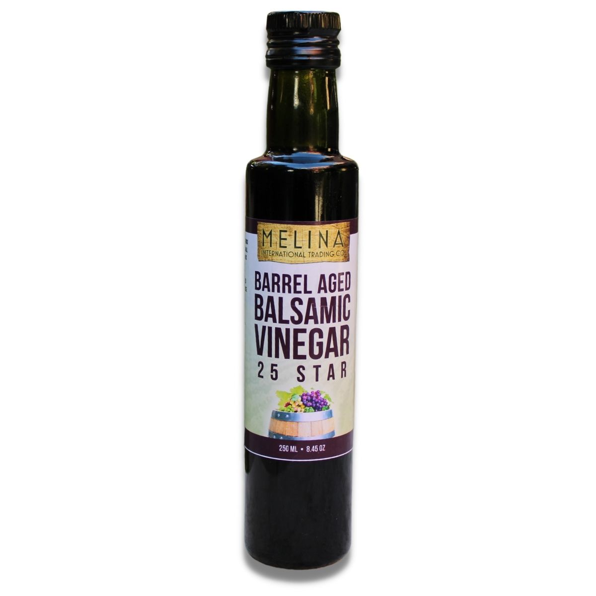 Melina International 25 Star Barrel Aged Balsamic Vinegar label