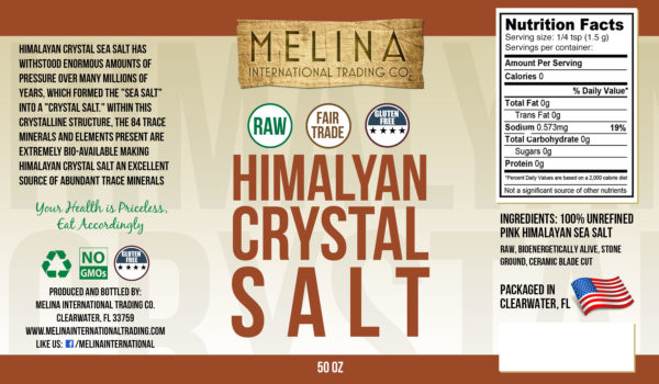 Melina Himalayan Crystal Salt label